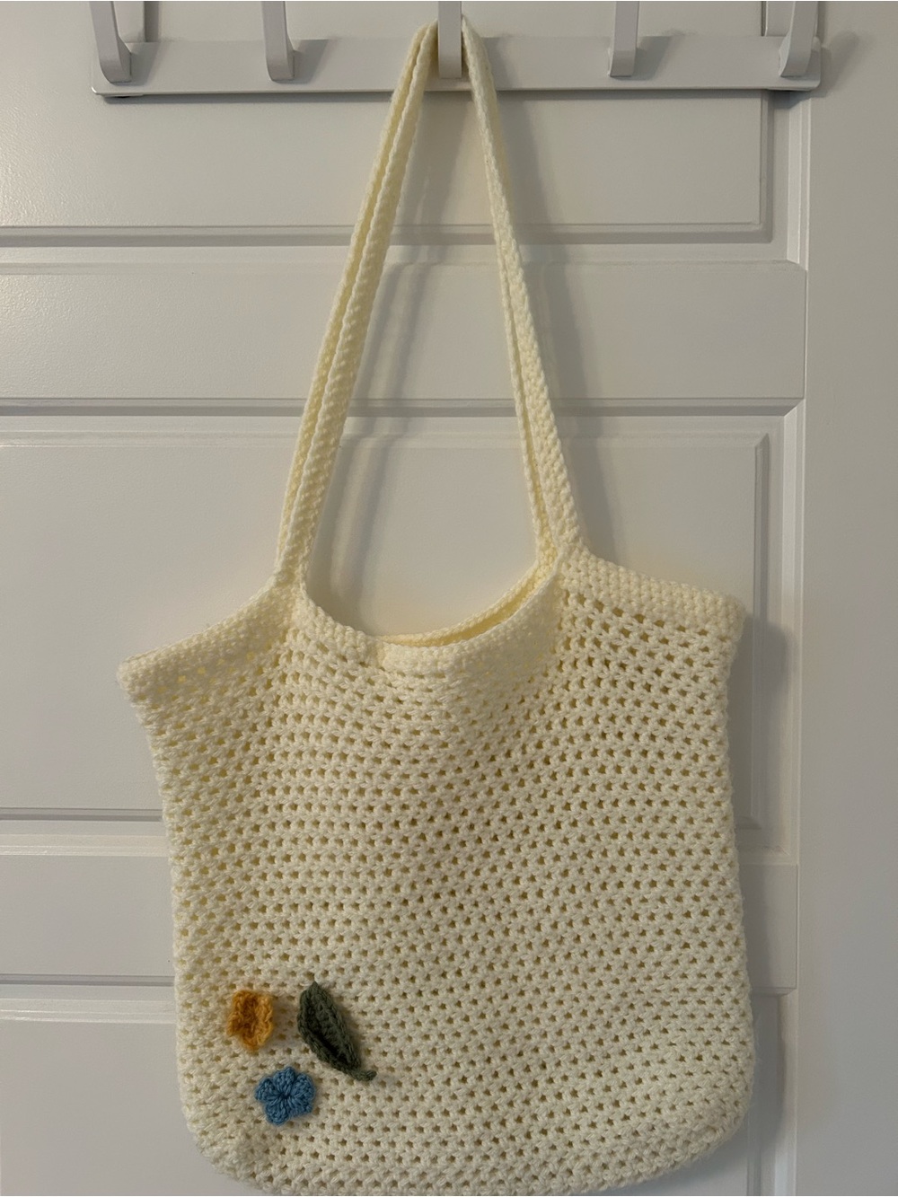 White Crochet Tote Bag